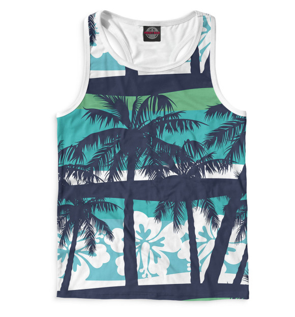 Мужская майка-борцовка с изображением Пальмы цвета Белый