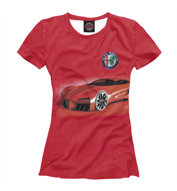 Футболка для девочек с изображением Alfa Romeo цвета Белый