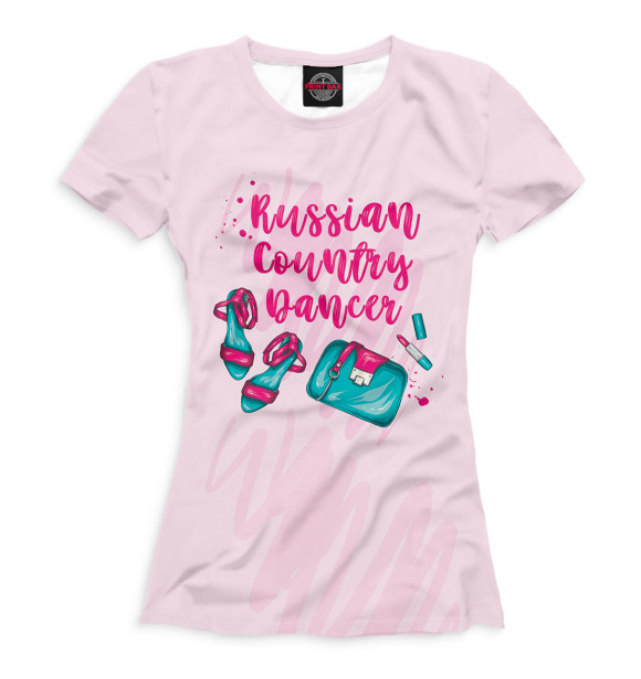 Женская футболка с изображением Russian country dancer цвета Белый
