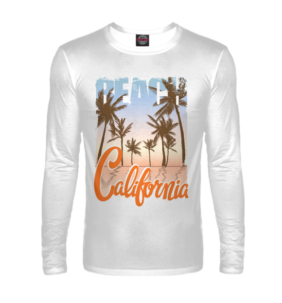 Мужской лонгслив с изображением California цвета Белый