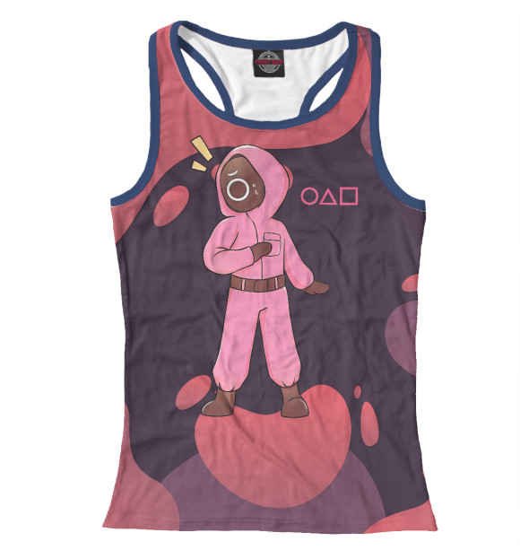 Женская майка-борцовка с изображением Игра в кальмара цвета Белый