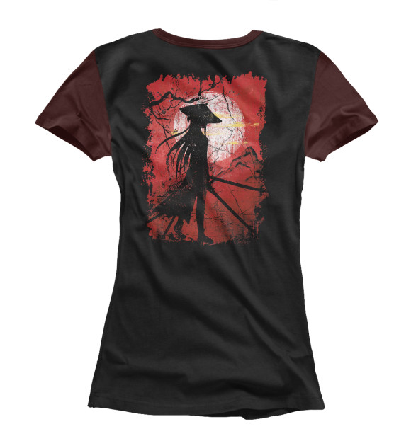 Женская футболка с изображением Vintage Lady Samurai цвета Белый