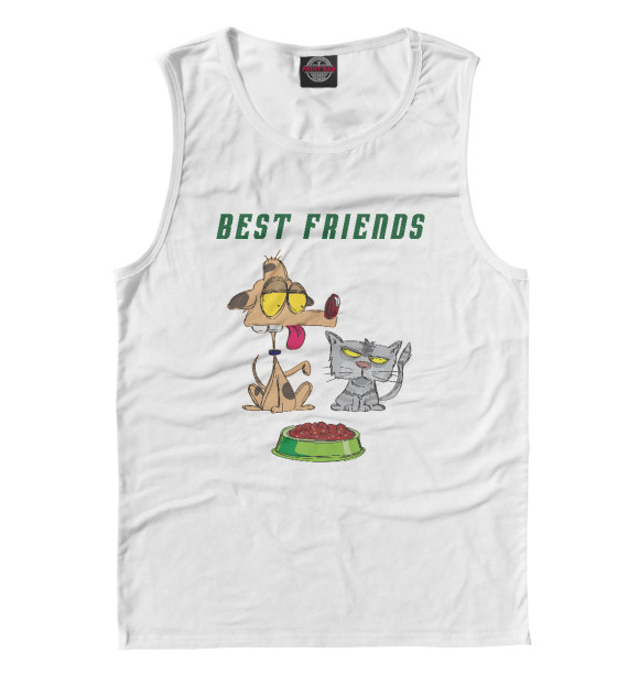 Мужская майка с изображением Best friends цвета Белый