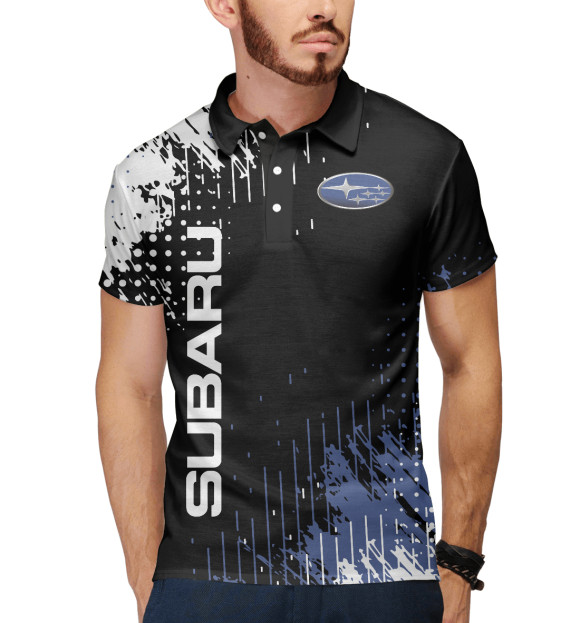 Мужское поло с изображением Subaru цвета Белый