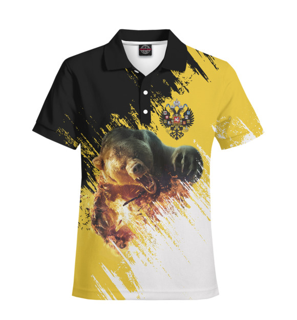 Мужское поло с изображением Имперский флаг и медведь цвета Белый