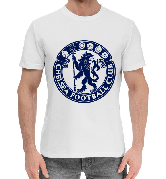 Мужская хлопковая футболка с изображением Челси цвета Белый