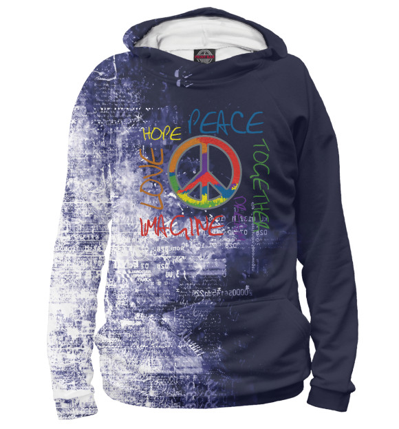 Женское худи с изображением Retro Peace цвета Белый