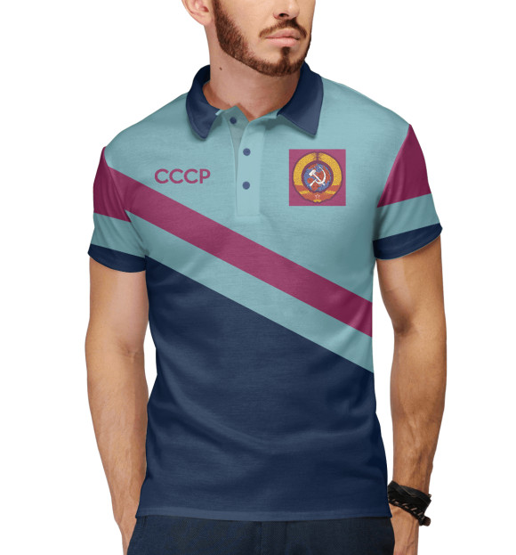 Мужское поло с изображением Олимпийка СССР цвета Белый