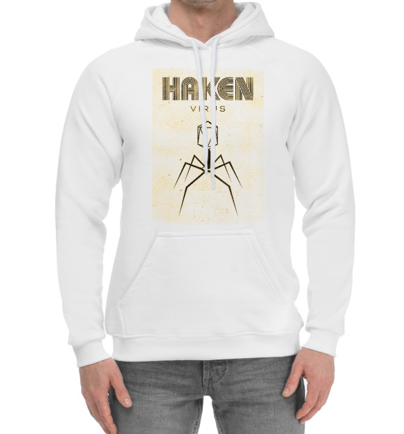 Мужской хлопковый худи с изображением Haken цвета Белый