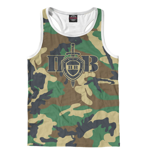 Мужская майка-борцовка с изображением Пограничные Войска цвета Белый