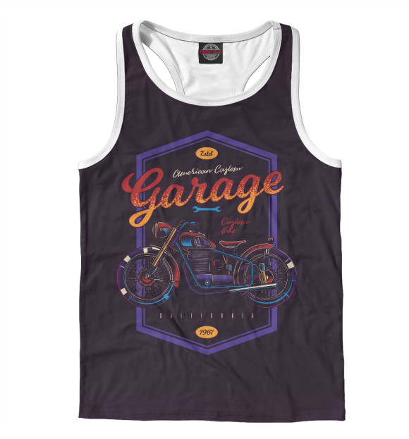 Мужская майка-борцовка с изображением Мотоцикл цвета Белый