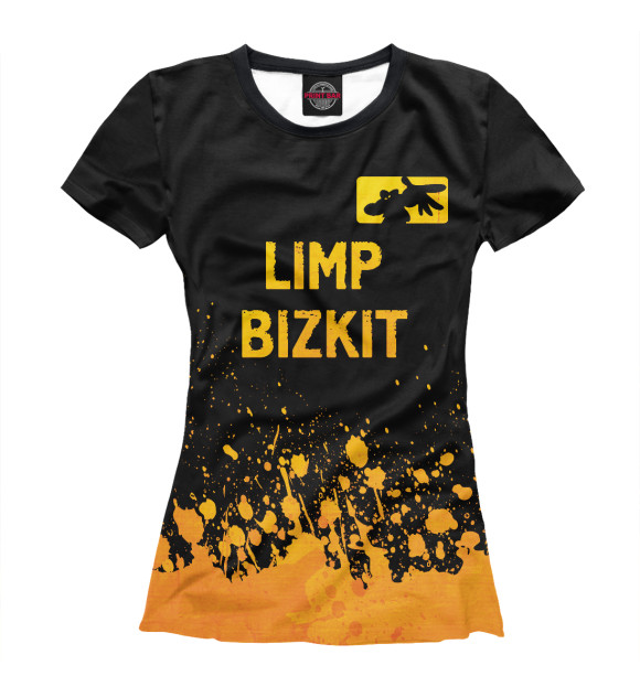 Женская футболка с изображением Limp Bizkit Gold Gradient (брызги) цвета Белый