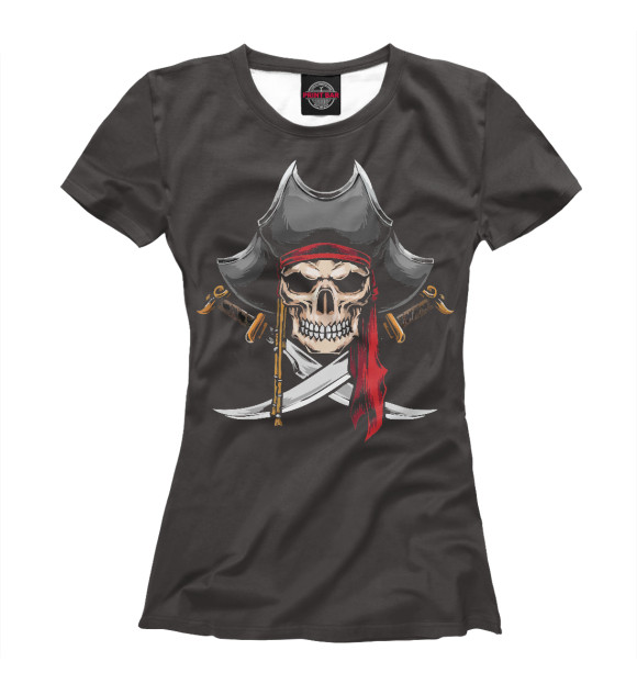 Женская футболка с изображением Пират цвета Белый