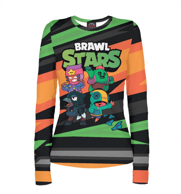 Женский лонгслив с изображением Команда Brawl Stars цвета Белый