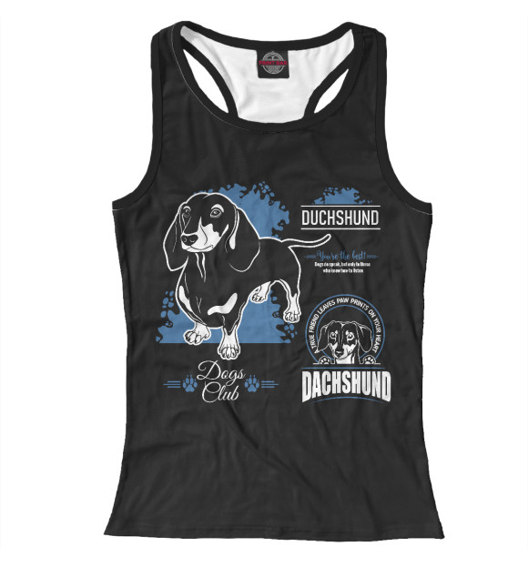 Женская майка-борцовка с изображением Собака Такса цвета Белый