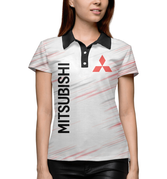 Женское поло с изображением Mitsubishi цвета Белый