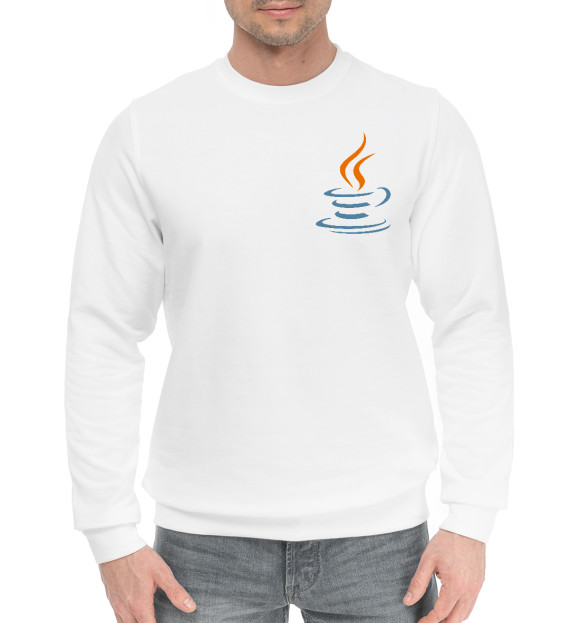 Мужской хлопковый свитшот с изображением Java Logo цвета Белый