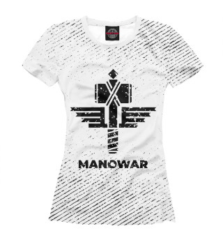 Женская футболка Manowar гранж светлый