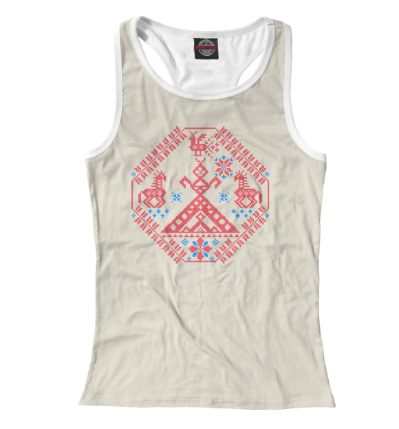 Женская майка-борцовка с изображением Берегиня Макошь цвета Белый