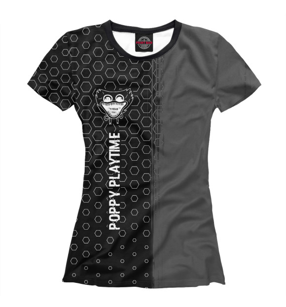 Женская футболка с изображением Poppy Playtime Glitch Black цвета Белый