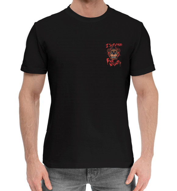 Мужская хлопковая футболка с изображением Five Nights at Freddy’s цвета Черный