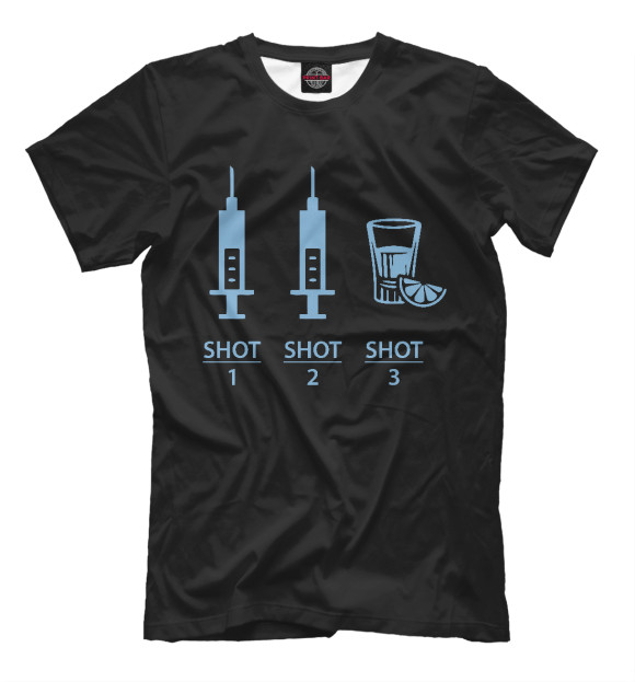 Мужская футболка с изображением 3 shots цвета Белый