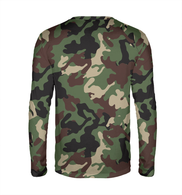 Мужской лонгслив с изображением Рыбалка камуфляж цвета Белый