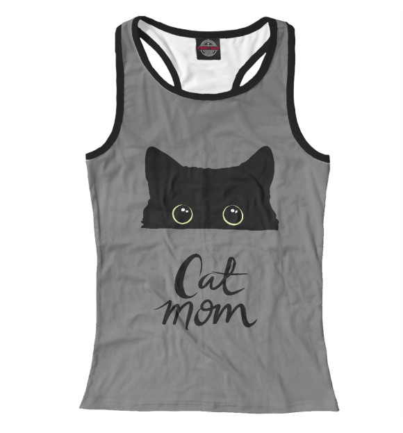 Женская майка-борцовка с изображением Cat Mom цвета Белый