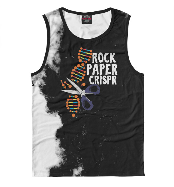 Майка для мальчика с изображением Rock Paper Crispr DNA цвета Белый