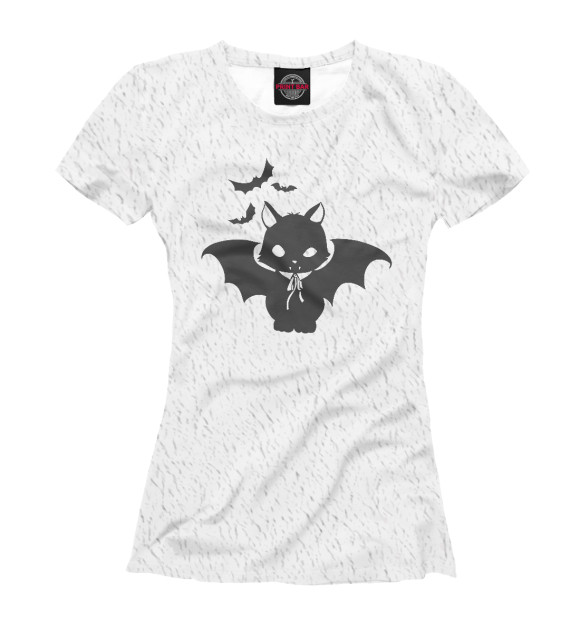 Футболка для девочек с изображением Vampire  cat цвета Белый