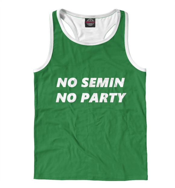 Мужская майка-борцовка с изображением No Semin No party цвета Белый