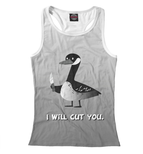 Женская майка-борцовка с изображением Злой гусь цвета Белый