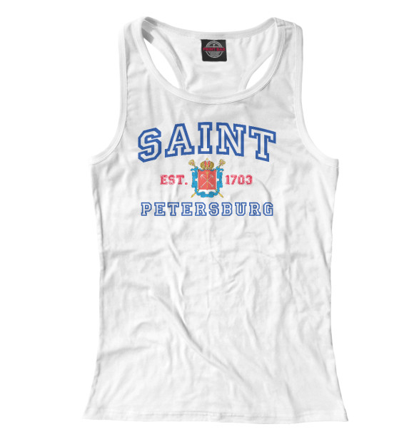 Женская майка-борцовка с изображением Saint Petersburg 1703 цвета Белый