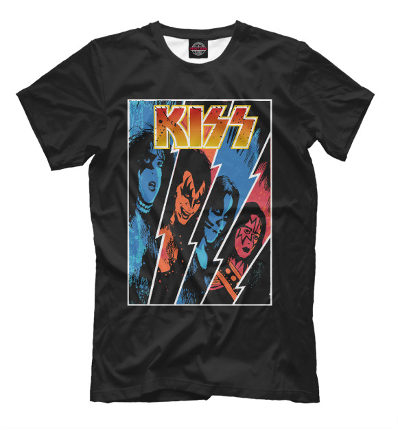 Футболка для мальчиков с изображением Kiss цвета Белый