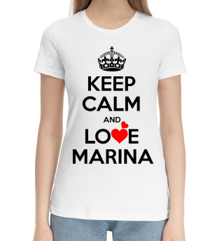 Хлопковая футболка для девочек Будь спокоен и люби Марина
