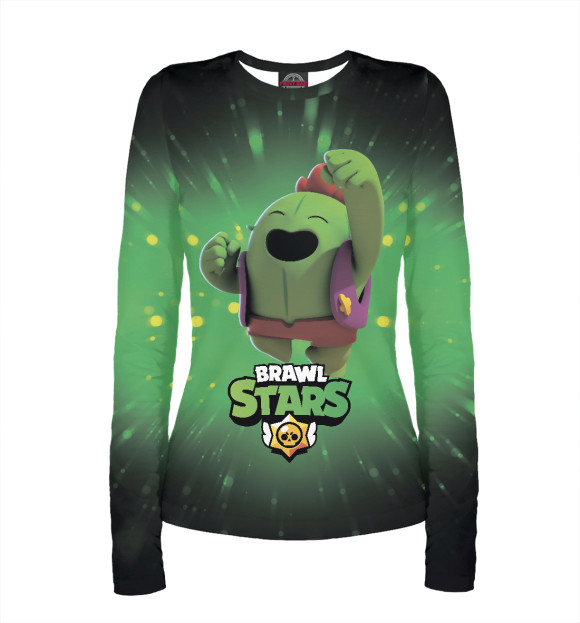 Женский лонгслив с притом Brawn Stars Spike цвета Белый Женский лонгслив с изображением Brawn Stars Spike цвета Белый