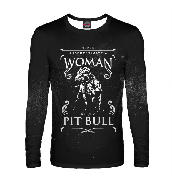 Мужской лонгслив с изображением Woman PIT BULL цвета Белый
