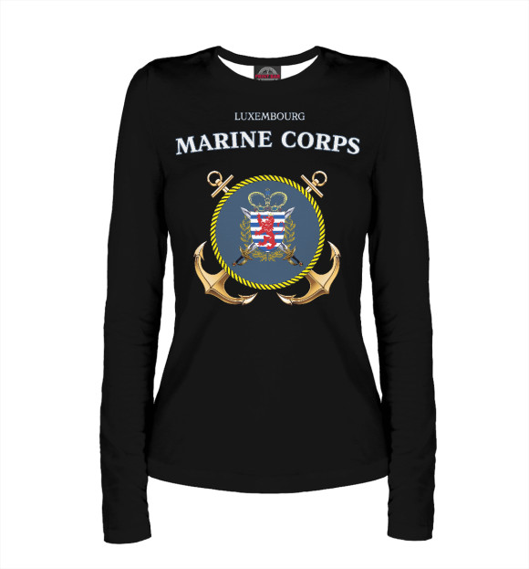 Женский лонгслив с изображением Luxembourg Marine Corps цвета Белый
