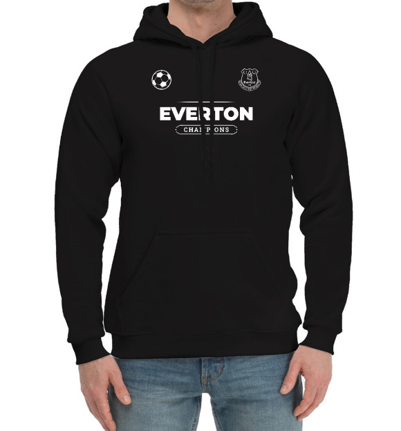 Мужской хлопковый худи с изображением Everton Форма Чемпионов цвета Черный