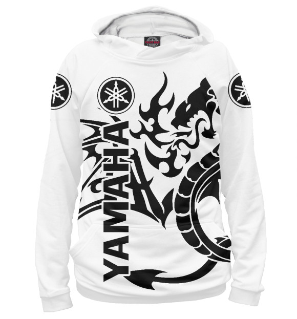 Мужское худи с изображением Yamaha цвета Белый
