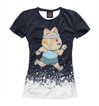 Женская футболка Jogging cat