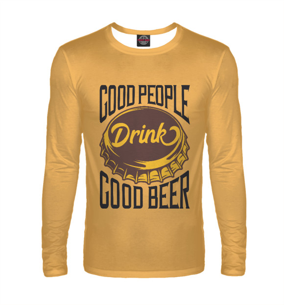 Мужской лонгслив с изображением Good Beer цвета Белый