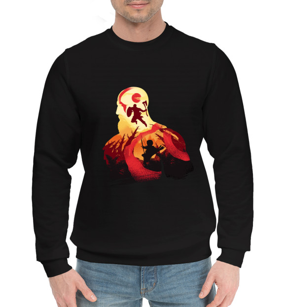 Мужской хлопковый свитшот с изображением God of war цвета Черный