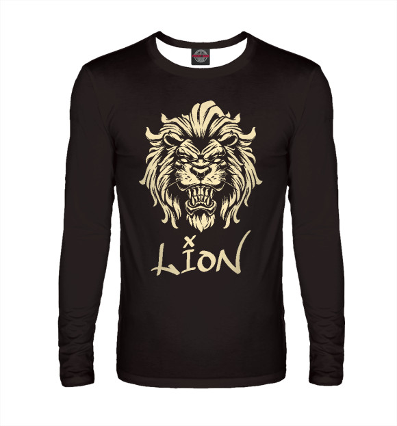 Мужской лонгслив с изображением Lion#2 цвета Белый