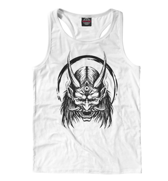 Мужская майка-борцовка с изображением Японский демон цвета Белый