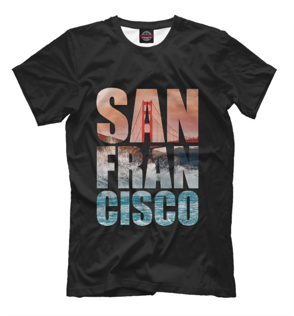 Мужская футболка с изображением Сан Франциско San Francisco цвета Белый
