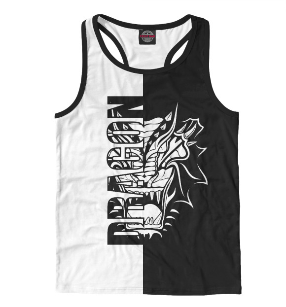 Мужская майка-борцовка с изображением Дракон цвета Белый
