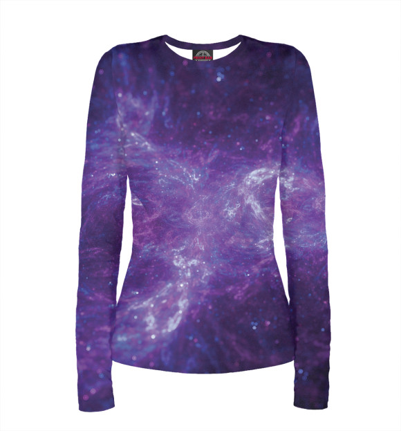 Женский лонгслив с изображением Галактика (purple) цвета Белый