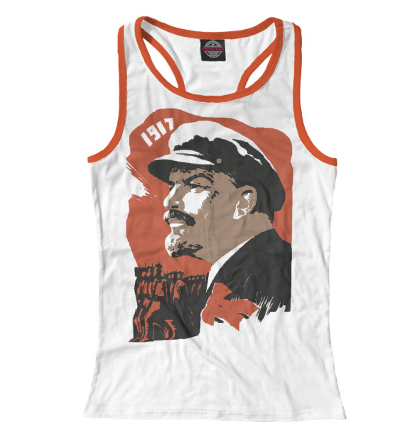 Женская майка-борцовка с изображением ЛЕНИН 1917 цвета Белый