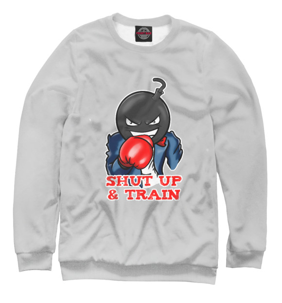 Женский свитшот с изображением LilBomb Shut Up and Train цвета Белый